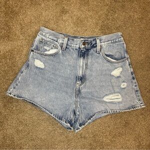 Levi's Faded Blue Ripped Jean Shorts